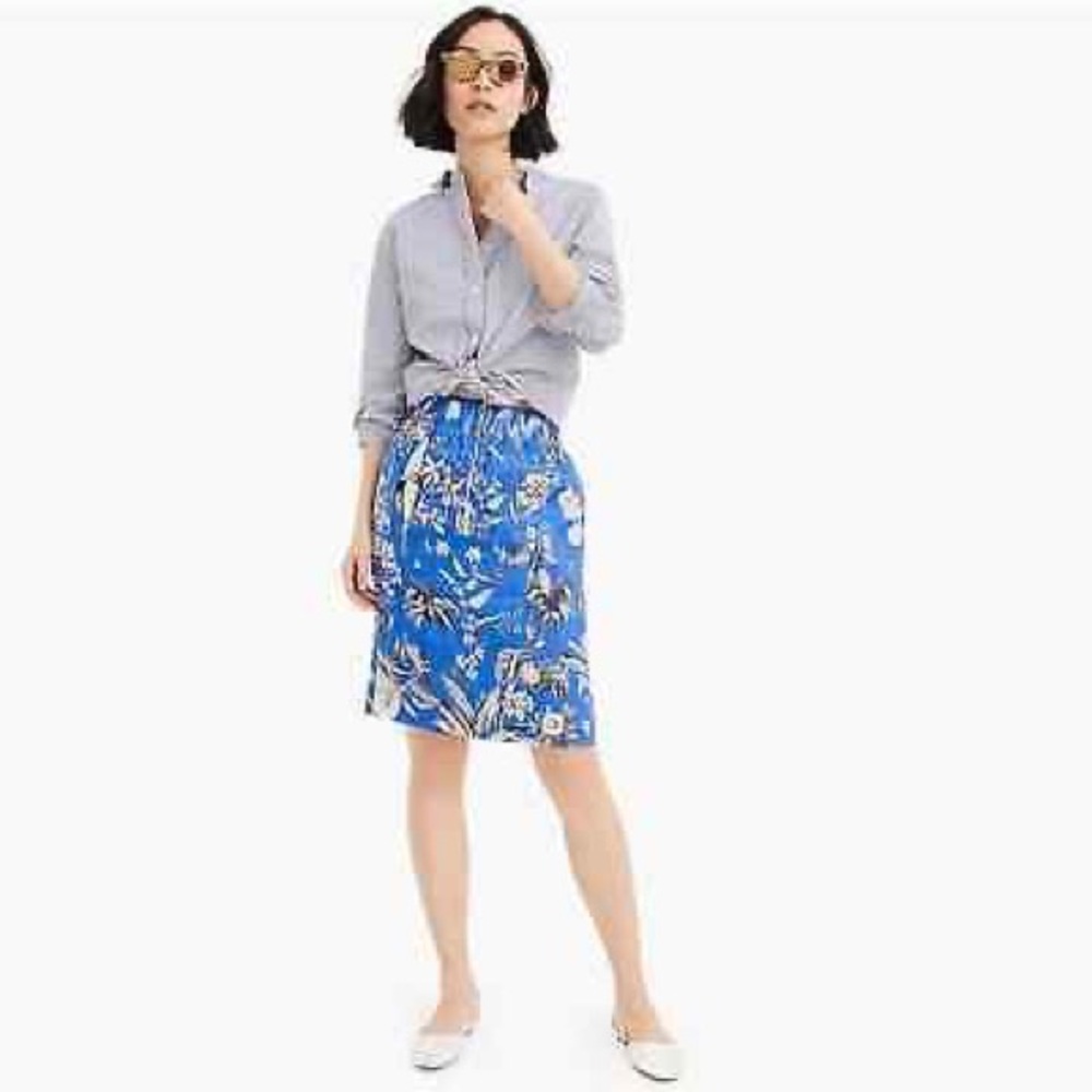NWOT J.Crew: Pull-on Skirt In Ratti® Tropical Toile Linen Size S